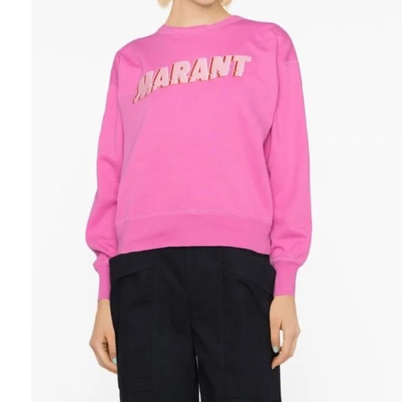 Isabel Marant Étoile Pink Logo Oversized Sweatshirt size Medium - Picture 1 of 6